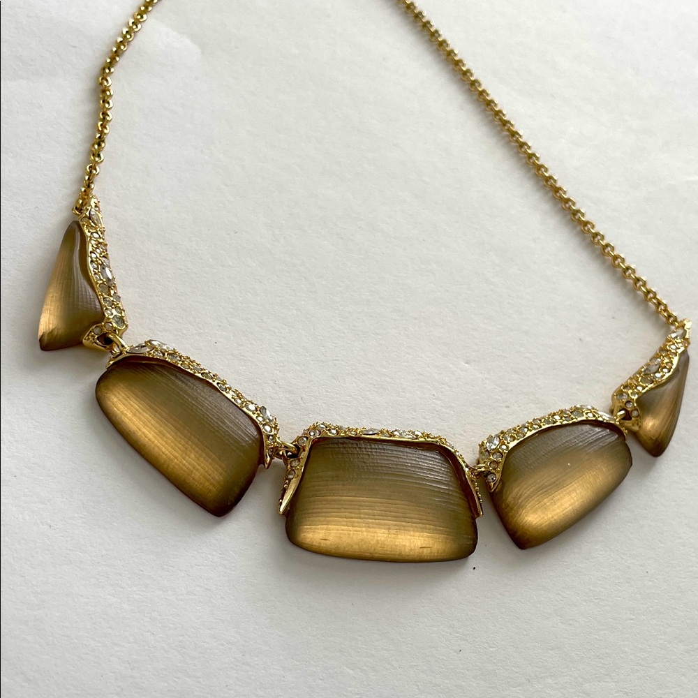 Alexis Bittar Lucite and crystal gold tone collar necklace